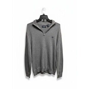 Chaps Men's Long Sleeve Quarter Zip Sweater | Gray | Large